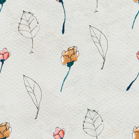 Seamless pattern with colorful flowers. Floral watercolor background.の写真素材