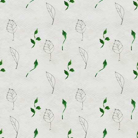 Seamless pattern with leaves, Hand painted sketchy background.の写真素材