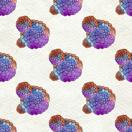 Seamless floral pattern with asters and daisy flowers. Floral watercolor background.の写真素材