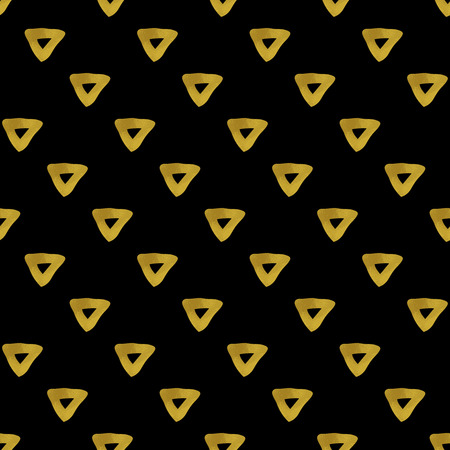 Abstract seamless pattern. Black and gold grunge background with triangles.のイラスト素材