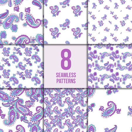 Seamless paisley pattern set. Asian abstract vector background collection.の写真素材