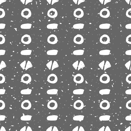 Abstract hand drawn seamless pattern. Black and white grunge background with simple geometric shapes.の写真素材