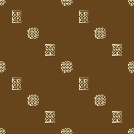 Celtic knot seamless brown pattern. Abstract background.のイラスト素材