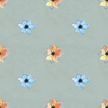 Seamless pattern with colorful flowers. Floral watercolor background.の写真素材