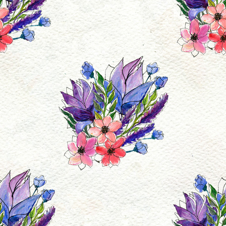 Seamless pattern with colorful flowersの写真素材