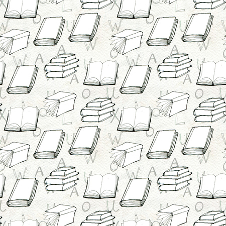 Seamless pattern with booksの写真素材