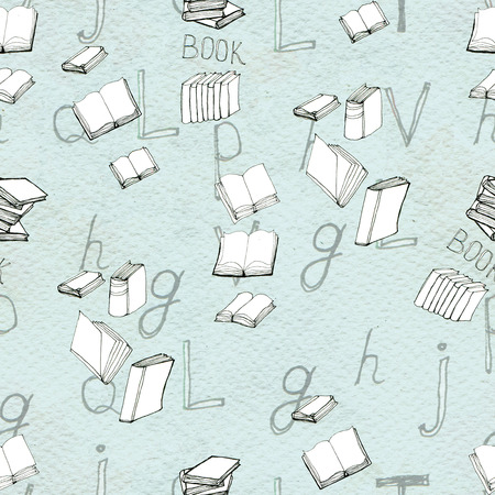Seamless pattern with booksの写真素材