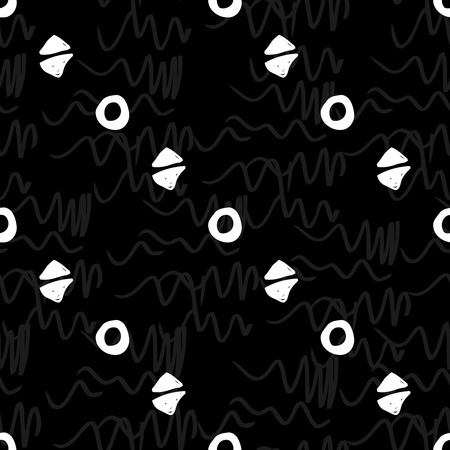 Geometric monochrome seamless patternのイラスト素材