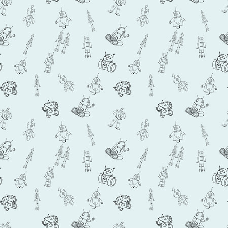 Robot doodles pattern.のイラスト素材