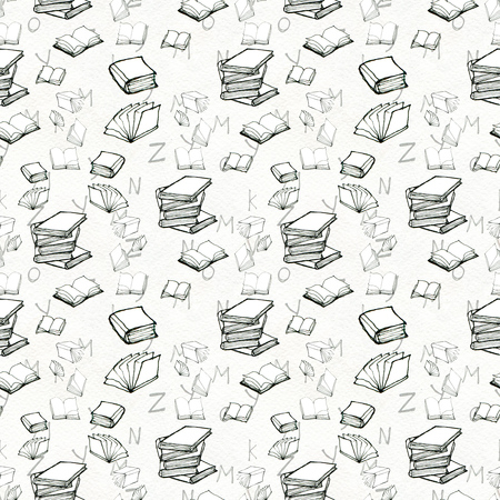 Seamless pattern with booksの写真素材