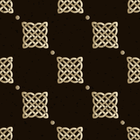 Celtic knot seamless brown pattern. Abstract background.のイラスト素材