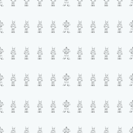 Robot doodles pattern.のイラスト素材