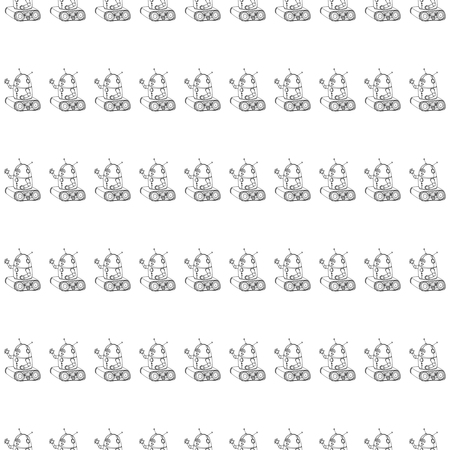 Robot doodles pattern.のイラスト素材
