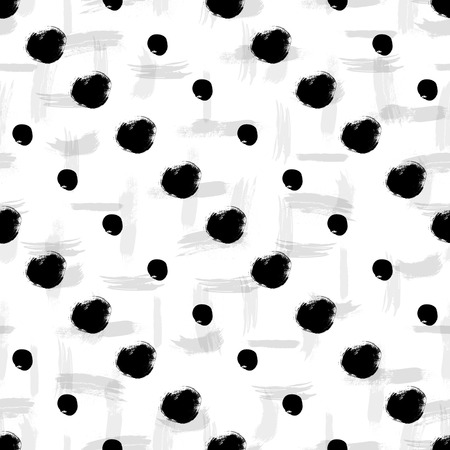 Seamless black and white pattern with abstract circlesのイラスト素材