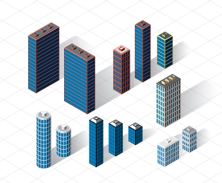 Creative Vector isometric buildings set.のイラスト素材