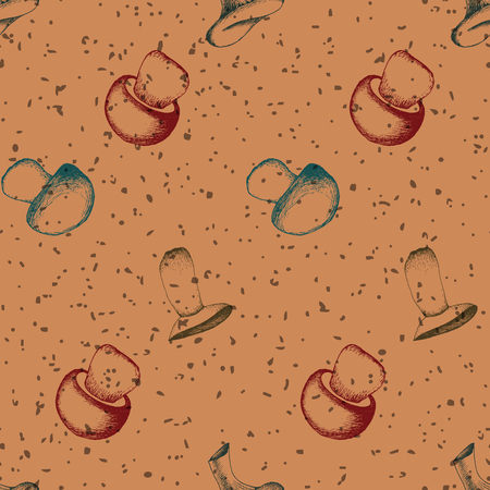 Hand drawn seamless pattern with mushrooms.のイラスト素材