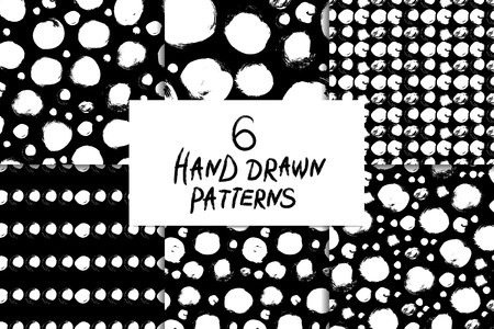 Black and white pattern set with circlesのイラスト素材