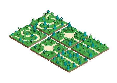 Isometric view projection summer landscape.のイラスト素材