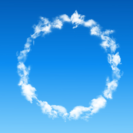 Round frame made of cloudsのイラスト素材