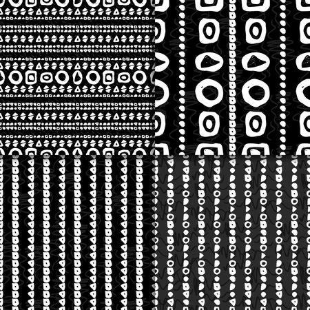 Geometric monochrome seamless pattern setのイラスト素材
