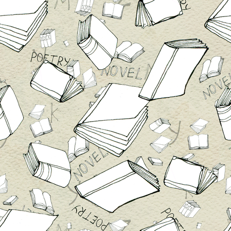 Seamless pattern with booksの写真素材