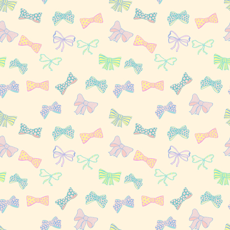 Seamless pattern with hand drawn bow-tie. Doodles vector fashion illustration.のイラスト素材