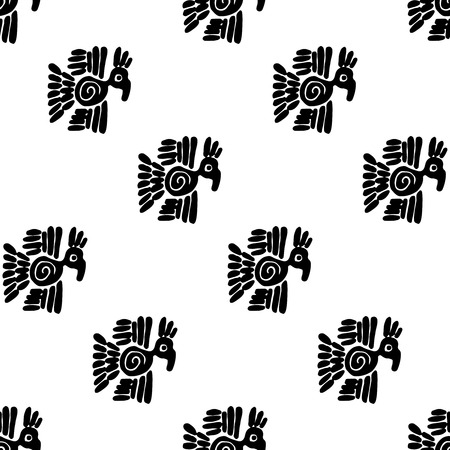 Seamless maya pattern. Black and white ethnic elements.のイラスト素材