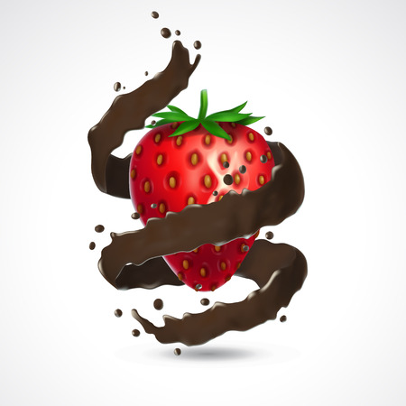 Strawberry and chocolate splashのイラスト素材