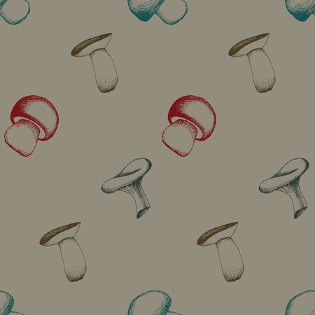 Hand drawn seamless pattern with mushrooms.の写真素材