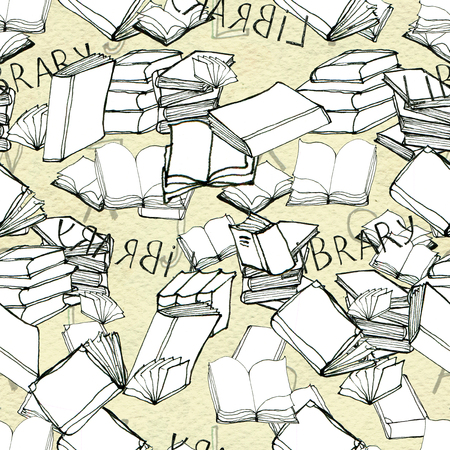 Seamless pattern with booksの写真素材