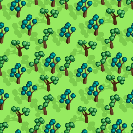 Seamless pattern with isometric treesのイラスト素材