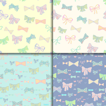 Seamless pattern set with skerchy bowsのイラスト素材