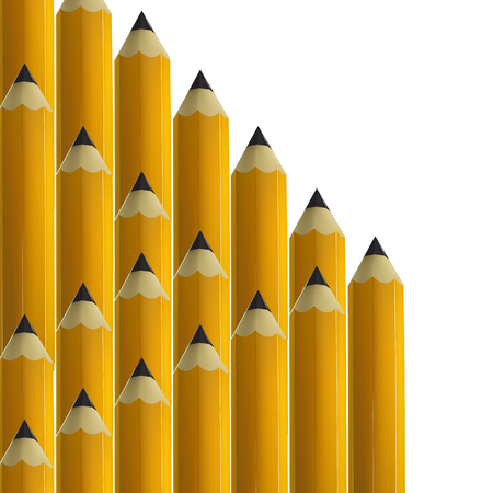 Yellow pencils on white background. vector illustration.のイラスト素材