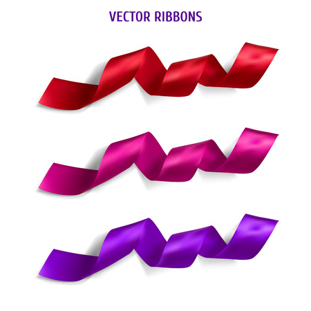 Realistic silk vector ribbon setのイラスト素材