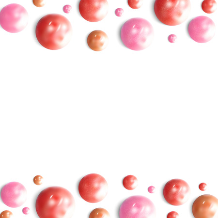 Lipstick smears border isolated on white. Beauty and cosmetics background. Pink lip gloss strokes.のイラスト素材