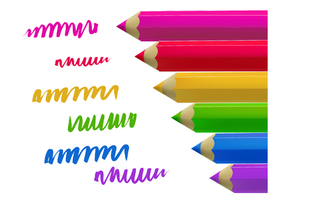 Colour pencils on white background.のイラスト素材