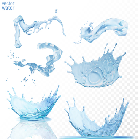 Water splashes on transparent blue background.のイラスト素材