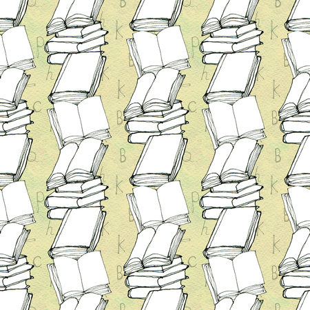 Seamless pattern with booksの写真素材