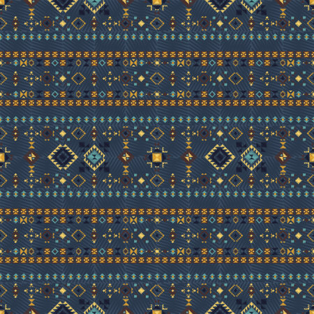 Geometric embroidery style. Ethnic seamless pattern. Abstract aztec background. Boho ornament...