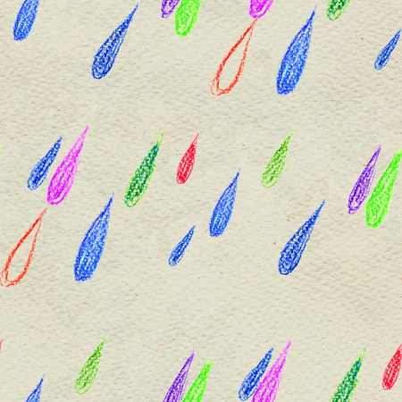 Coloful rain drops seamless pattern. Hand drawn illustration. Doodles backgroundの写真素材