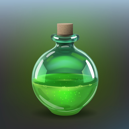 Green poison magic bottle. Cartoon style game iconのイラスト素材