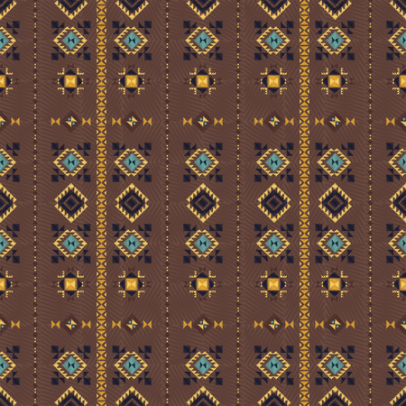 Geometric embroidery style. Ethnic seamless pattern. Abstract aztec background. Boho ornament vector.のイラスト素材