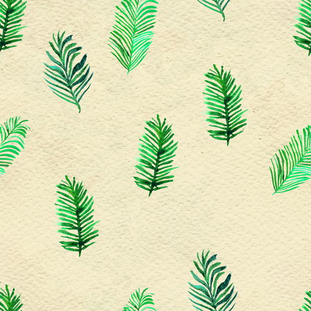 Seamless pattern With Tropical leaves. Watercolor Background. Floral Hand Painted colorful illustration.の写真素材