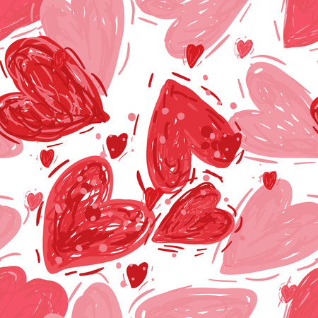 Red and pink hearts. Vector seamless pattern. Valentines day background. Simple textile print....