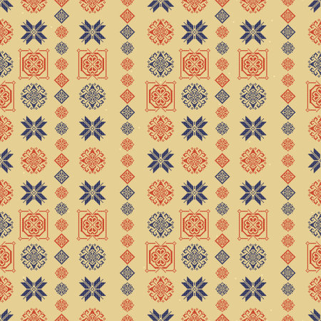 Traditional Norway Style Seamless Knitting Pattern. Abstract ethnic Background. Knitted Sweater...