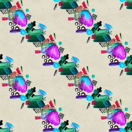 Seamless pattern made by hand drawn paint strokes. Art background. Abstract colorful acrylic painting. Geometric shapes.の写真素材