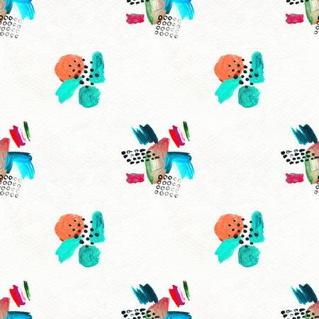 Seamless pattern made by hand drawn paint strokes. Art background. Abstract colorful acrylic painting. Geometric shapes.の写真素材