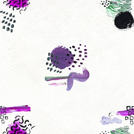 Seamless pattern made by hand drawn paint strokes. Art background. Abstract colorful acrylic painting. Geometric shapes.の写真素材