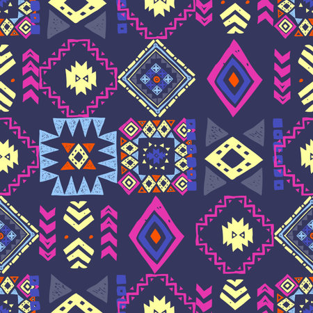 Tribal ethnic background. Stylish primitive geometric seamless pattern. Trendy print modern abstract...