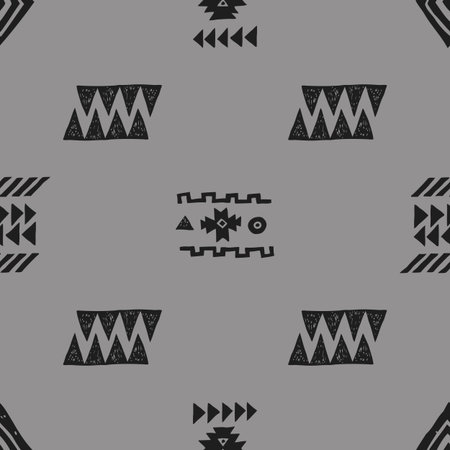 Tribal ethnic background. Stylish primitive geometric seamless pattern. Trendy print vector...